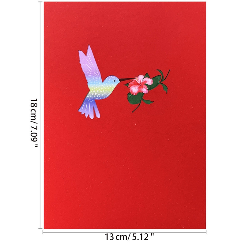 3D uznirstošās kartītes Kolibri dzimšanas dienas jubilejas dāvanas Pastkartes Kāzu ielūgumi Apsveikuma kartītes ar aploksni