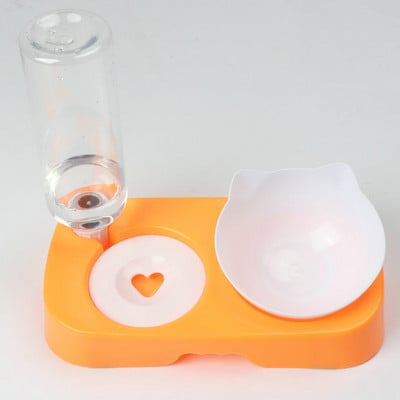 Bol pentru pisici pentru animale de companie Hrănitor automat 2-în-1 Bol pentru hrana pentru pisici pentru câini Băutor de apă Fântână Bol din plastic Hrănitor înalt pentru pisici Materiale de siguranță