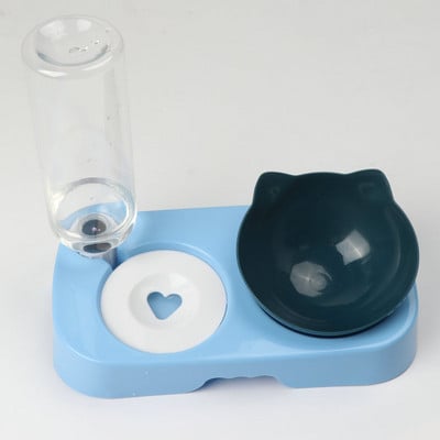 Bol pentru pisici pentru animale de companie Hrănitor automat 2-în-1 Bol pentru hrana pentru pisici pentru câini Băutor de apă Fântână Bol din plastic Hrănitor înalt pentru pisici Materiale de siguranță