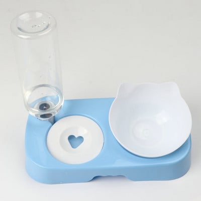 Bol pentru pisici pentru animale de companie Hrănitor automat 2-în-1 Bol pentru hrana pentru pisici pentru câini Băutor de apă Fântână Bol din plastic Hrănitor înalt pentru pisici Materiale de siguranță