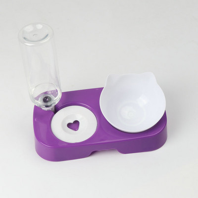 Bol pentru pisici pentru animale de companie Hrănitor automat 2-în-1 Bol pentru hrana pentru pisici pentru câini Băutor de apă Fântână Bol din plastic Hrănitor înalt pentru pisici Materiale de siguranță