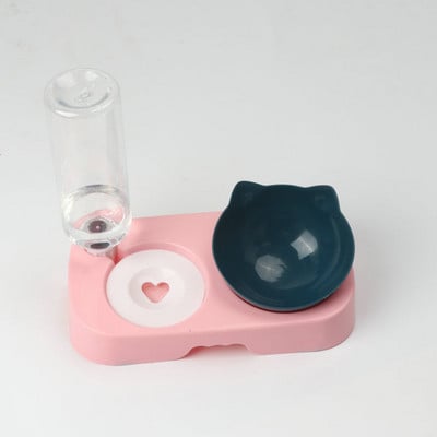 Bol pentru pisici pentru animale de companie Hrănitor automat 2-în-1 Bol pentru hrana pentru pisici pentru câini Băutor de apă Fântână Bol din plastic Hrănitor înalt pentru pisici Materiale de siguranță