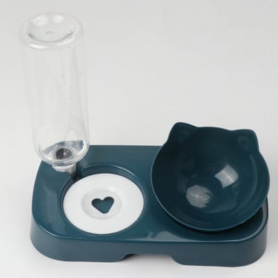 Bol pentru pisici pentru animale de companie Hrănitor automat 2-în-1 Bol pentru hrana pentru pisici pentru câini Băutor de apă Fântână Bol din plastic Hrănitor înalt pentru pisici Materiale de siguranță