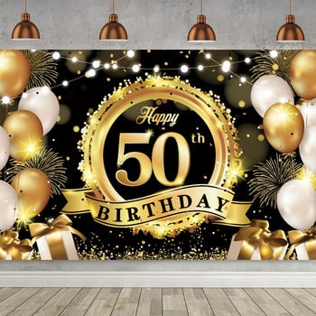 Happy 50th Birthday Backdrop Banner For Man Petkin Balloon Door Curtain 50 Years Anniversary 50 Birthday Decor