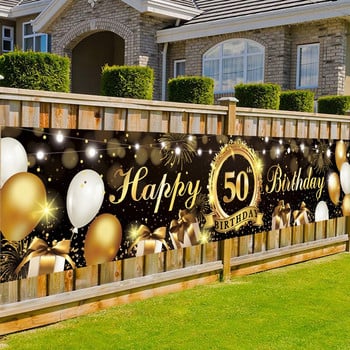 Happy 50th Birthday Backdrop Banner For Man Petkin Balloon Door Curtain 50 Years Anniversary 50 Birthday Decor