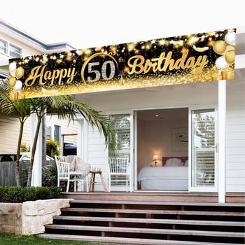 Happy 50th Birthday Backdrop Banner For Man Petkin Balloon Door Curtain 50 Years Anniversary 50 Birthday Decor