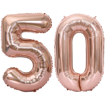 2бр. 32/40 инча Честит 50 рожден ден Фолиеви балони Розово синьо злато номер 50-годишнина Декорации за парти за рожден ден Момче и момиче Консумативи