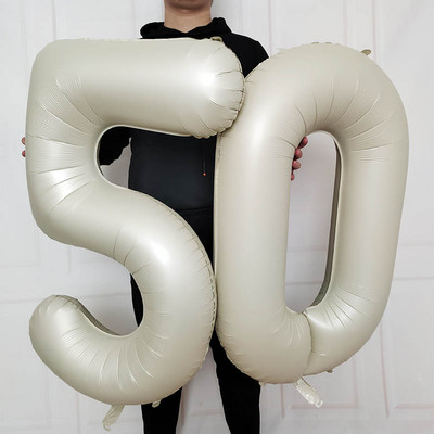 2 bucăți 32/40 inch Baloane din folie pentru aniversarea de 50 de ani, roz albastru, număr de aur, 50 de ani, decorațiuni pentru petrecerea de aniversare, consumabile pentru băieți