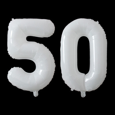 2 bucăți 32/40 inch Baloane din folie pentru aniversarea de 50 de ani, roz albastru, număr de aur, 50 de ani, decorațiuni pentru petrecerea de aniversare, consumabile pentru băieți