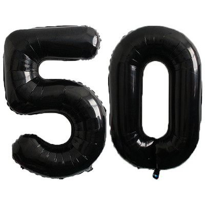 2 bucăți 32/40 inch Baloane din folie pentru aniversarea de 50 de ani, roz albastru, număr de aur, 50 de ani, decorațiuni pentru petrecerea de aniversare, consumabile pentru băieți