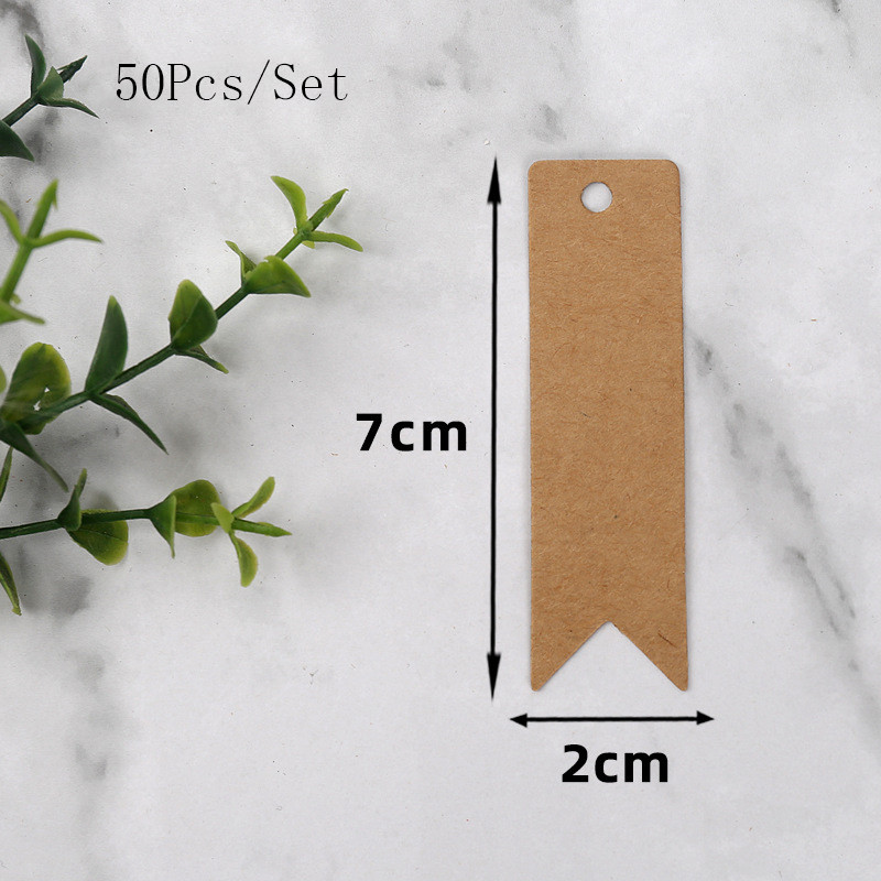 50 db 2x7cm üres köszönőcédula tortadísz esküvői vendég születésnapi bulihoz Kraft címkék papír címkék ajándékkártya