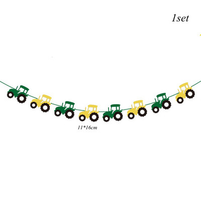 1 rinkinys ūkio teminių kartoninių traktoriaus transporto priemonių vienkartinių stalo reikmenų su gimtadieniu sunkvežimio reklamjuostės berniuko ūkio traktoriaus gimtadienio dekoravimui