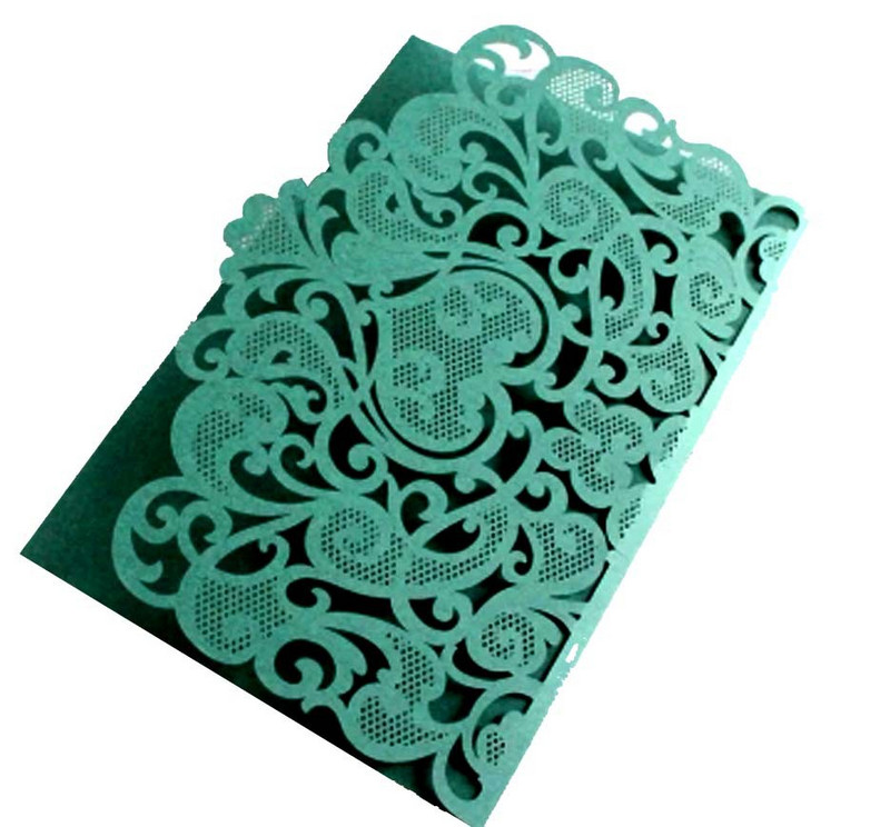 1 tk Laserlõigatud pulmakutsete kaart ümbrikutega 3D Trird Volditud südamekaardid Pulmapeo teenetetarbed Kaunistused