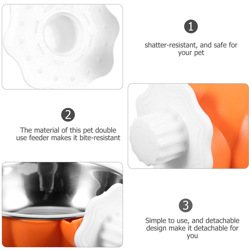 Piekarināms lolojumdzīvnieku bļodu komplekts suņiem Mazas pārtikas bļodas kaķu barotavas pie sienas stiprināms ūdens būris plastmasas kaste kaķēnu piederumi, nerūsējošais tērauds