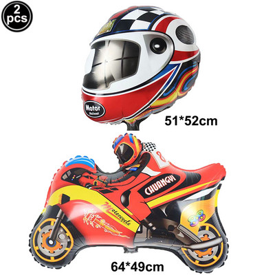 Sacīkšu auto dzimšanas dienas piederumi 2gab sacīkšu motocikla balonu ķivere gaisa balons motokrosa sacīkšu ballīte netīrumu velosipēda tematiskā ballītes dekorācija