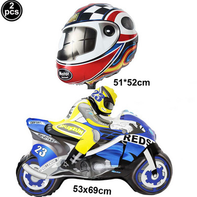 Sacīkšu auto dzimšanas dienas piederumi 2gab sacīkšu motocikla balonu ķivere gaisa balons motokrosa sacīkšu ballīte netīrumu velosipēda tematiskā ballītes dekorācija