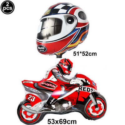 Sacīkšu auto dzimšanas dienas piederumi 2gab sacīkšu motocikla balonu ķivere gaisa balons motokrosa sacīkšu ballīte netīrumu velosipēda tematiskā ballītes dekorācija