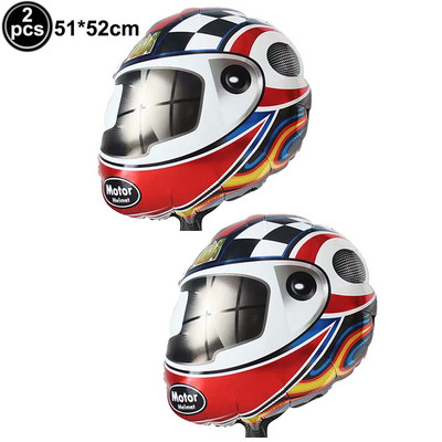 Sacīkšu auto dzimšanas dienas piederumi 2gab sacīkšu motocikla balonu ķivere gaisa balons motokrosa sacīkšu ballīte netīrumu velosipēda tematiskā ballītes dekorācija