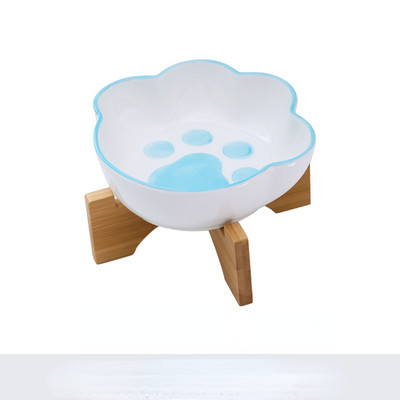 Macskamancs alakú kisállat kerámia tál bambusz állvánnyal Macskatál kutyatál kisállat itatótál ételtartó macska- és kutyaetetési kellékek