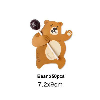 50 gab. jauks dzīvnieks, pīle, lācis, konfektes, konfektes, dekorācijas kartītes kāzu bērnu dzimšanas dienas svinībām, piederumi trušiem dāvanu aksesuāri