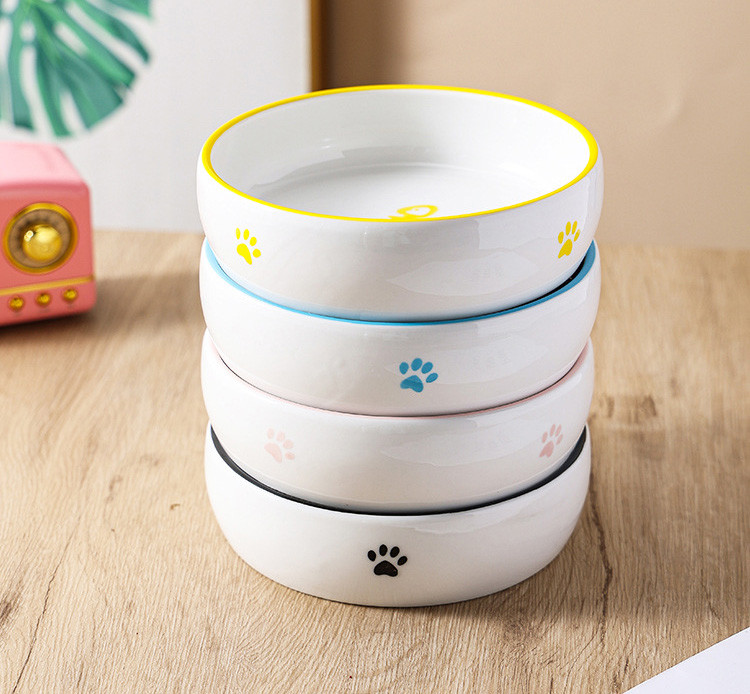 új érkezés 1db aranyos macskatál kerámia macskaeledel mosdókagyló Macskaeledel tál ivóvíz etető rizstál borulásgátló kisállat kellékek