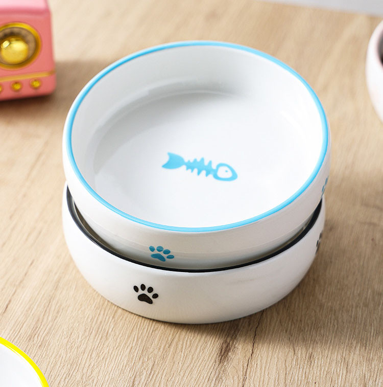 új érkezés 1db aranyos macskatál kerámia macskaeledel mosdókagyló Macskaeledel tál ivóvíz etető rizstál borulásgátló kisállat kellékek