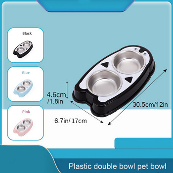 Πλαστικά διπλά μπολ για κατοικίδια για γάτες Μικρά σκυλιά Δοχείο τροφής Ταΐστρες Πόσιμο νερό Πιάτα Αξεσουάρ Πράγματα Γατάκια Προμήθειες