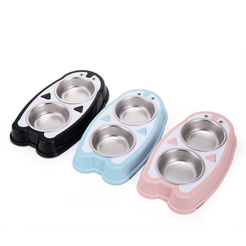 Kisállat műanyag dupla tálak macskáknak kiskutyáknak ételtartók etetők itató vizes edények kellékek cicák kellékek