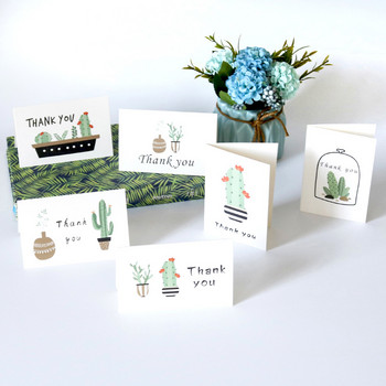 6 комплекта Flower Cactus Благодаря Gfit Покана за сватбено тържество с пликове Стикери Празна вътрешна пощенска картичка Сгъваеми поздравителни картички