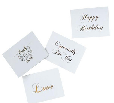 40db/tétel Aranyozás Kézírás Fehér Egyszerű Party Üdvözlőkártya/Köszönöm Hagyjon üzenetet Papír Kártyák Esküvői Szerelem/Otthon