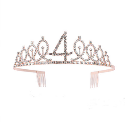 3 4 5 6 7 8 9 Kalnų krištolinio akmens karūna Tiara gimtadienio jubiliejaus papuošimas Su gimtadieniu Satin Sash Vakarėlio reikmenys