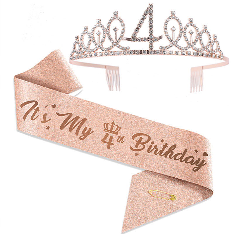 3 4 5 6 7 8 9 Kalnų krištolinio akmens karūna Tiara gimtadienio jubiliejaus papuošimas Su gimtadieniu Satin Sash Vakarėlio reikmenys