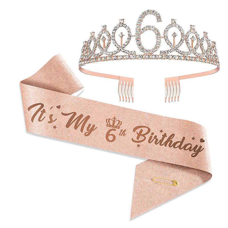 3 4 5 6 7 8 9 Kalnų krištolinio akmens karūna Tiara gimtadienio jubiliejaus papuošimas Su gimtadieniu Satin Sash Vakarėlio reikmenys