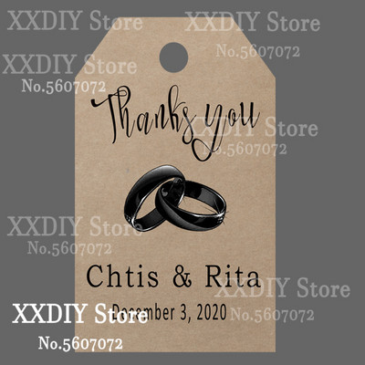 XXDIY- 100 buc Etichetă de personalizare Cadou personalizat/Botez/Ziua de naștere/nunță Etichetă cu etichete cu orificii, textul dvs.