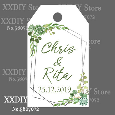 XXDIY- 100 buc Etichetă de personalizare Cadou personalizat/Botez/Ziua de naștere/nunță Etichetă cu etichete cu orificii, textul dvs.