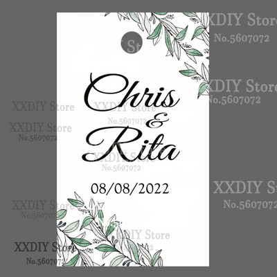 XXDIY- 100 buc Etichetă de personalizare Cadou personalizat/Botez/Ziua de naștere/nunță Etichetă cu etichete cu orificii, textul dvs.