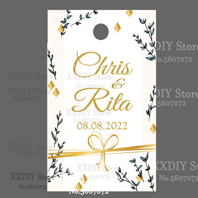 XXDIY- 100 buc Etichetă de personalizare Cadou personalizat/Botez/Ziua de naștere/nunță Etichetă cu etichete cu orificii, textul dvs.