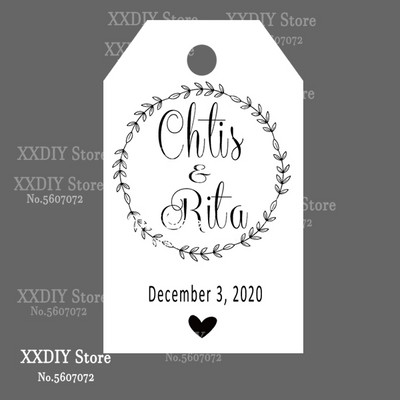 XXDIY- 100 buc Etichetă de personalizare Cadou personalizat/Botez/Ziua de naștere/nunță Etichetă cu etichete cu orificii, textul dvs.