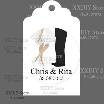 XXDIY- 100 buc Etichetă de personalizare Cadou personalizat/Botez/Ziua de naștere/nunță Etichetă cu etichete cu orificii, textul dvs.