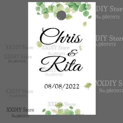 XXDIY- 100 buc Etichetă de personalizare Cadou personalizat/Botez/Ziua de naștere/nunță Etichetă cu etichete cu orificii, textul dvs.