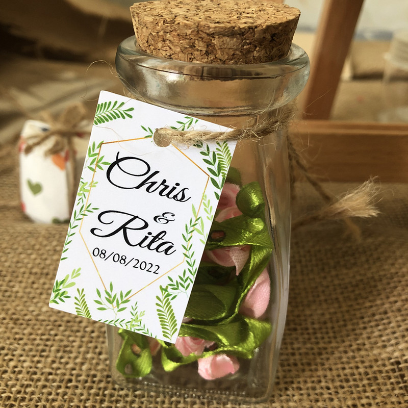 XXDIY- 100 buc Etichetă de personalizare Cadou personalizat/Botez/Ziua de naștere/nunță Etichetă cu etichete cu orificii, textul dvs.