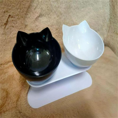 Pakeltas stovas Dvigubas kačių dubuo Lengvai plaunamas Dubuo naminiams gyvūnėliams Neslystantis įstrižas dizainas šėrimo dubuo Katės Šunims Lesyklėlės Naminių gyvūnų reikmenys