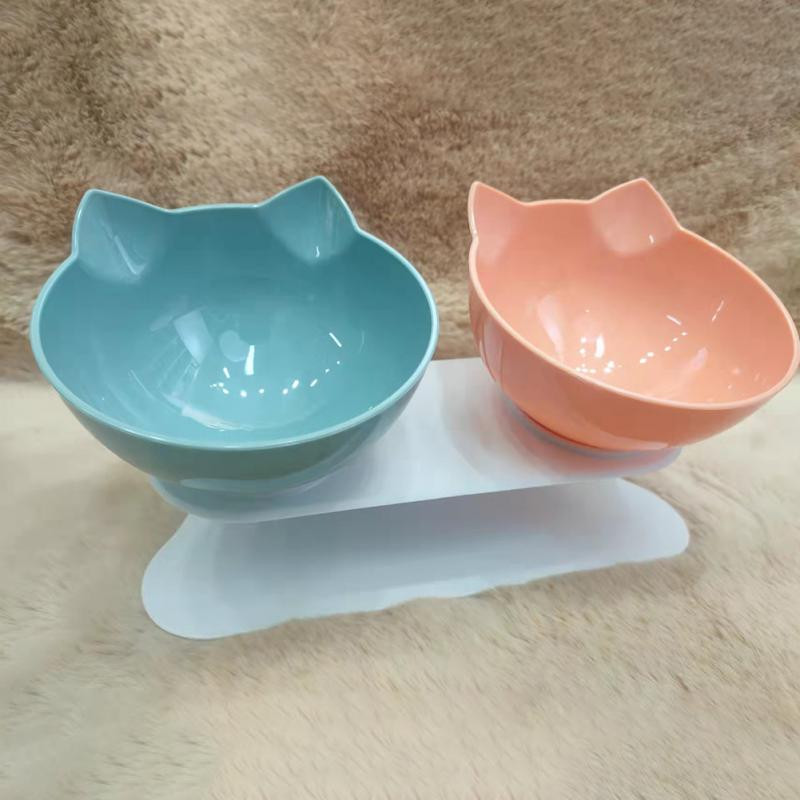 Pakeltas stovas Dvigubas kačių dubuo Lengvai plaunamas Dubuo naminiams gyvūnėliams Neslystantis įstrižas dizainas šėrimo dubuo Katės Šunims Lesyklėlės Naminių gyvūnų reikmenys