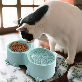 Σετ μπολ με νερό και φαγητό για κατοικίδια Σχέδιο γάτας Ψηλές μπολ τροφοδοσίας γάτας Ανυψωμένα μπολ για κουτάβια Κεκλιμένα ανασηκωμένα προστατευτικά μπολ τροφοδοσίας γάτας