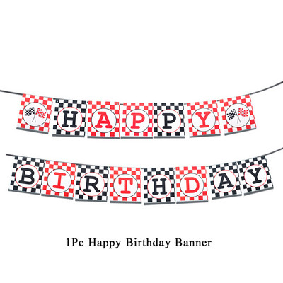 Sacīkšu dzimšanas dienas rotājumi Ceļu galdauts Sacīkšu trases galdauts skrējējs Galda karogs bērniem Automašīnu tēmas dzimšanas dienas svinību piederumi