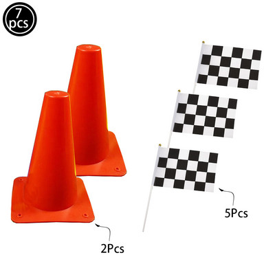 Sacīkšu dzimšanas dienas rotājumi Ceļu galdauts Sacīkšu trases galdauts skrējējs Galda karogs bērniem Automašīnu tēmas dzimšanas dienas svinību piederumi