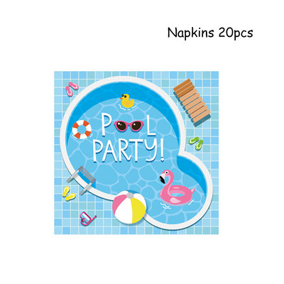 Plaukimo baseinas Reivo vakarėlio dekoracijos Su gimtadieniu Vienkartiniai stalo reikmenys Popieriniai lėkštės Puodeliai Balionai Havajietiški vestuvių reikmenys