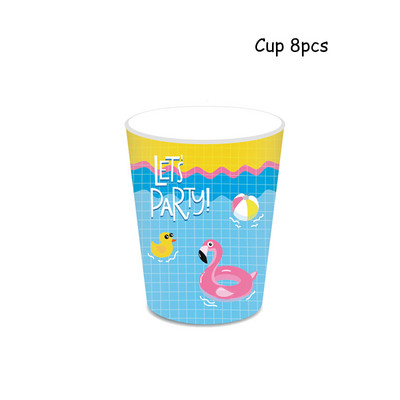 Plaukimo baseinas Reivo vakarėlio dekoracijos Su gimtadieniu Vienkartiniai stalo reikmenys Popieriniai lėkštės Puodeliai Balionai Havajietiški vestuvių reikmenys