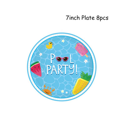 Plaukimo baseinas Reivo vakarėlio dekoracijos Su gimtadieniu Vienkartiniai stalo reikmenys Popieriniai lėkštės Puodeliai Balionai Havajietiški vestuvių reikmenys