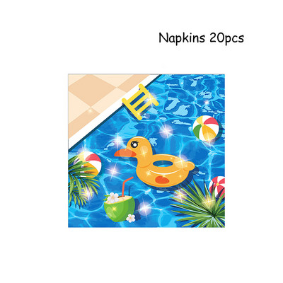 Plaukimo baseinas Reivo vakarėlio dekoracijos Su gimtadieniu Vienkartiniai stalo reikmenys Popieriniai lėkštės Puodeliai Balionai Havajietiški vestuvių reikmenys